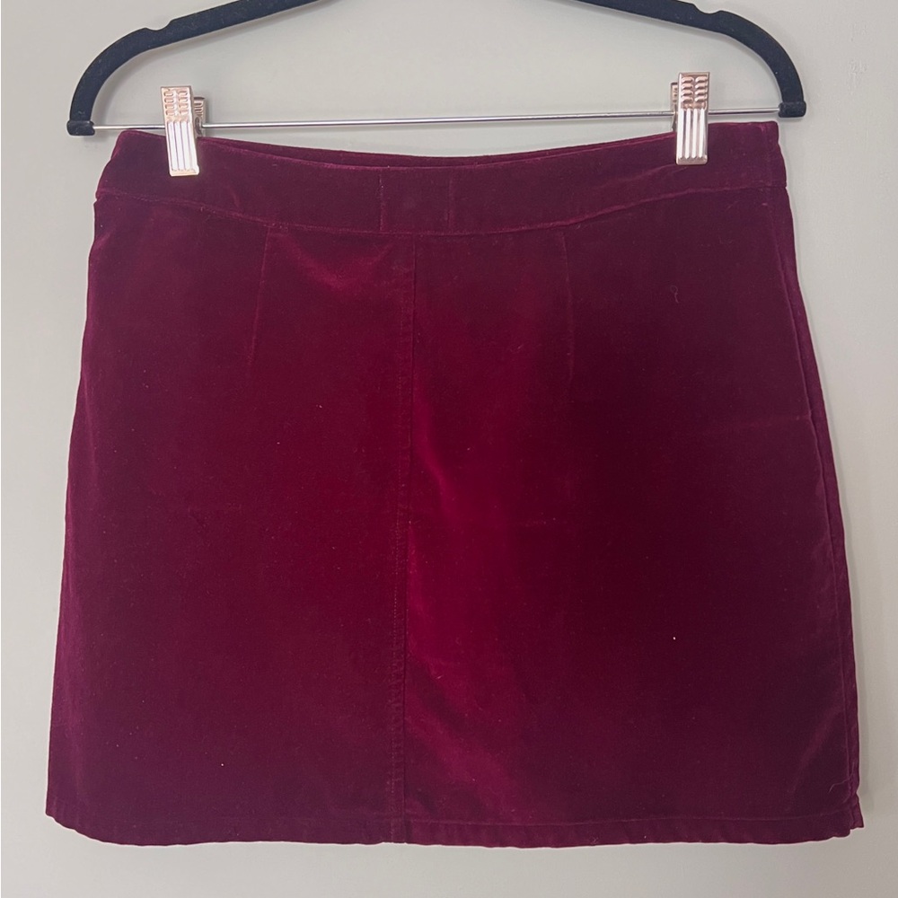 Vintage y2k Free People Velvet Burgundy Mini Skirt Boho Retro Indie Fits Med - Picture 3 of 7